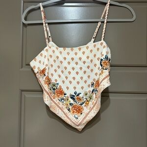 Forever 21 Cream and Orange Floral Camisole